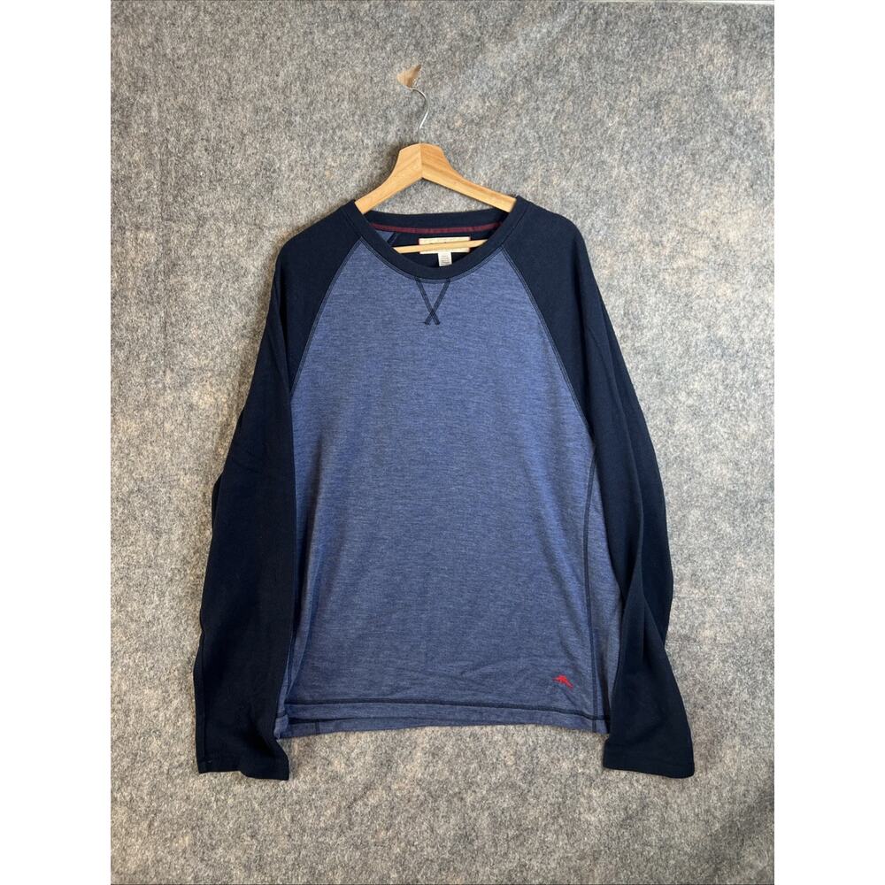 Tommy Bahama Shirt Mens 2XL Blue Crewneck Lightweight Long Sleeve Marlin